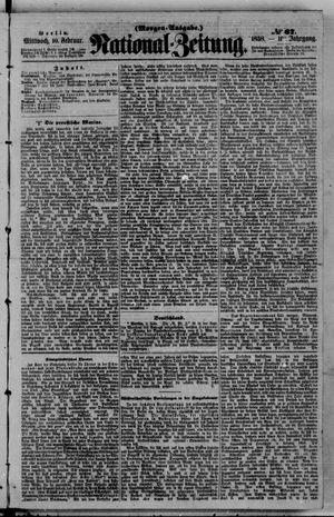 Nationalzeitung on Feb 10, 1858