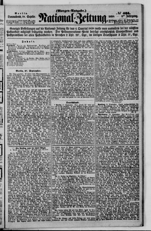 Nationalzeitung vom 18.09.1858