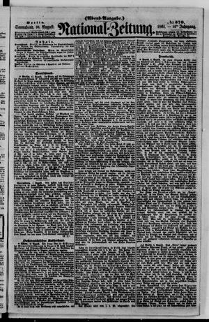 Nationalzeitung vom 10.08.1861