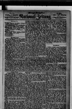 Nationalzeitung vom 10.11.1863