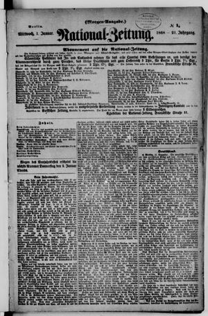 Nationalzeitung vom 01.01.1868