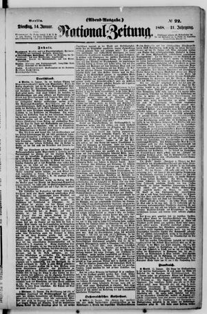 Nationalzeitung vom 14.01.1868