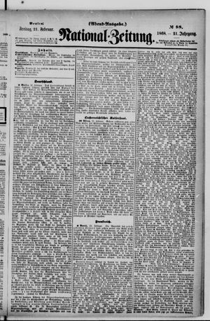 Nationalzeitung vom 21.02.1868