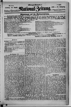 Nationalzeitung vom 20.09.1868
