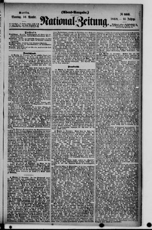 Nationalzeitung vom 16.11.1868