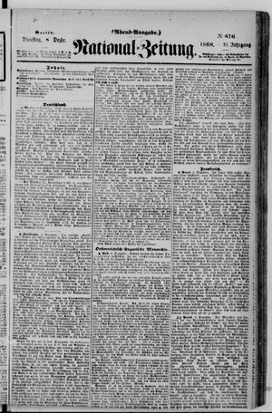 Nationalzeitung vom 08.12.1868
