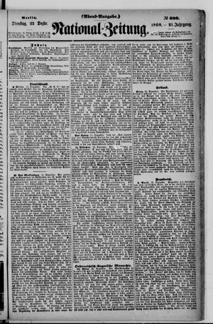Nationalzeitung vom 22.12.1868