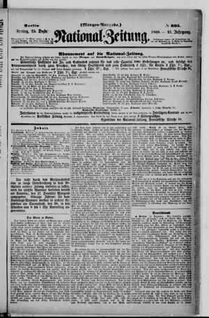Nationalzeitung vom 25.12.1868