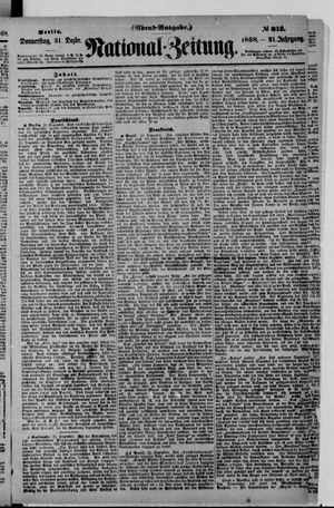 Nationalzeitung vom 31.12.1868