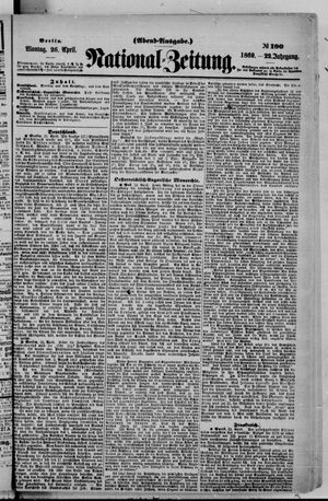 Nationalzeitung vom 26.04.1869