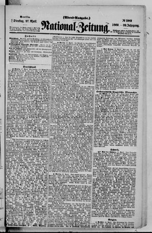 Nationalzeitung vom 27.04.1869