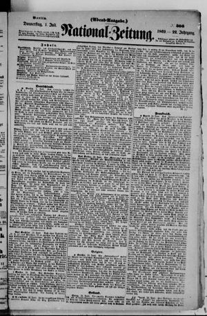 Nationalzeitung vom 01.07.1869