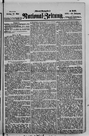 Nationalzeitung vom 27.05.1870