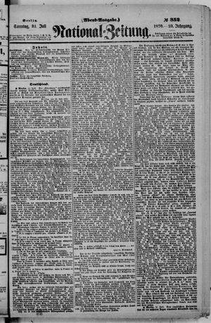 Nationalzeitung vom 31.07.1870