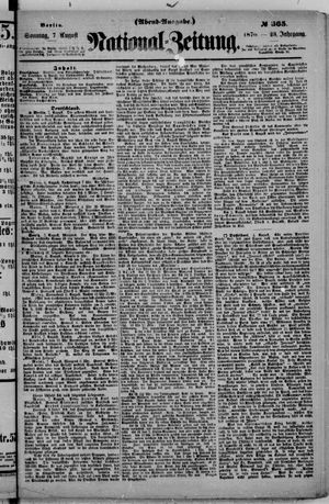 Nationalzeitung vom 07.08.1870