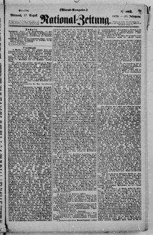 Nationalzeitung vom 17.08.1870