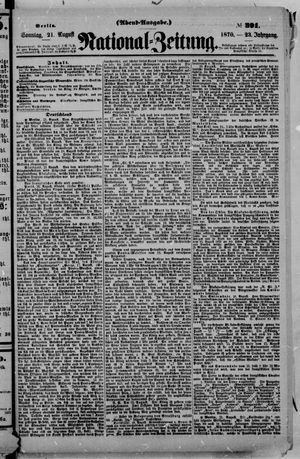 Nationalzeitung on Aug 21, 1870