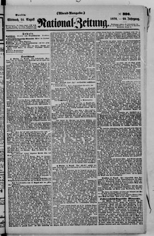 Nationalzeitung vom 24.08.1870