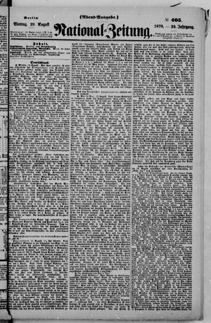 Nationalzeitung vom 29.08.1870
