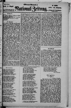 Nationalzeitung vom 31.08.1870
