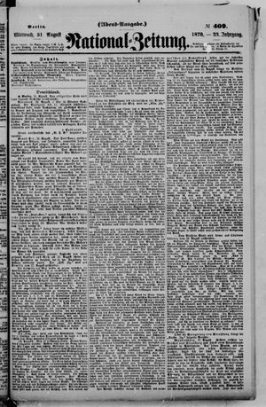 Nationalzeitung vom 31.08.1870