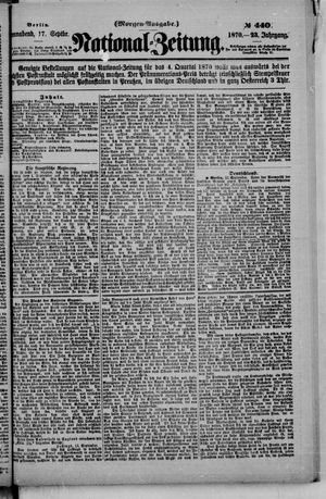 Nationalzeitung vom 17.09.1870