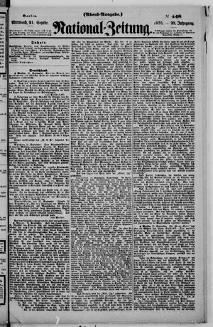 Nationalzeitung on Sep 21, 1870