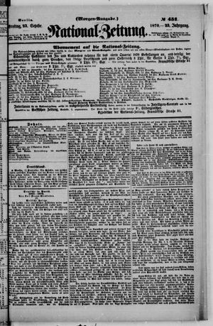 Nationalzeitung vom 23.09.1870