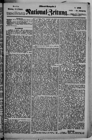 Nationalzeitung vom 10.10.1870