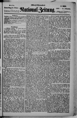 Nationalzeitung on Oct 20, 1870