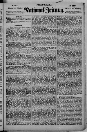 Nationalzeitung vom 31.10.1870