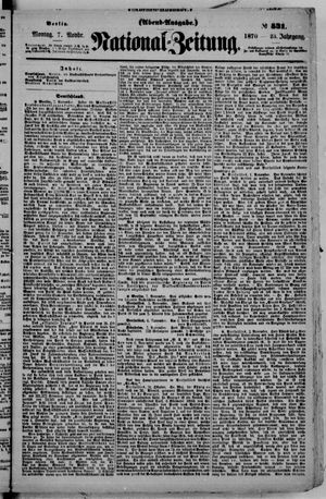 Nationalzeitung vom 07.11.1870