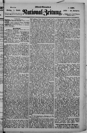 Nationalzeitung on Nov 11, 1870