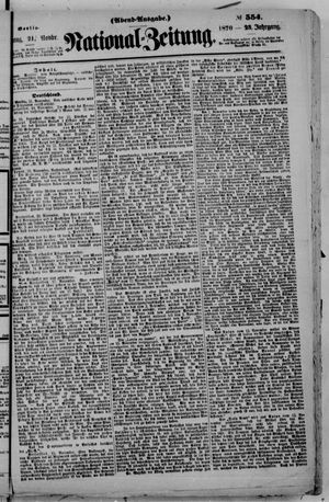 National-Zeitung vom 21.11.1870