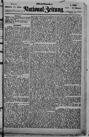 Nationalzeitung vom 23.11.1870
