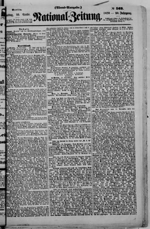 Nationalzeitung vom 25.11.1870