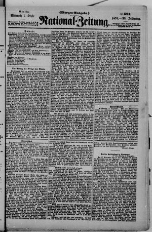Nationalzeitung vom 07.12.1870