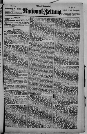 Nationalzeitung vom 08.12.1870