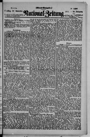 Nationalzeitung vom 28.11.1871