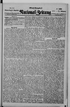 Nationalzeitung vom 21.12.1871
