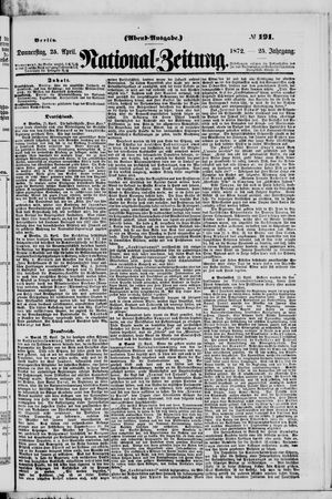 Nationalzeitung vom 25.04.1872