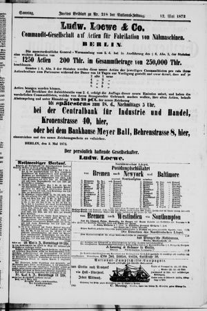 Nationalzeitung on May 12, 1872