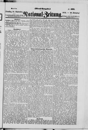 Nationalzeitung vom 10.09.1872