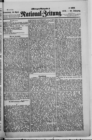 Nationalzeitung vom 26.04.1873