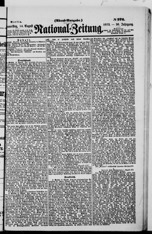Nationalzeitung on Aug 14, 1873
