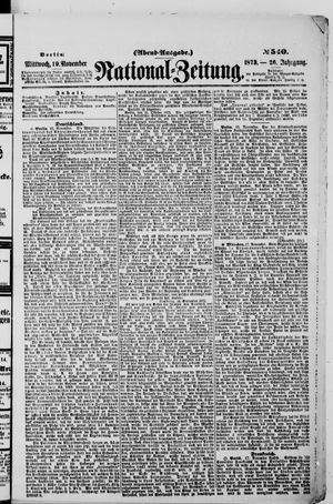 Nationalzeitung vom 19.11.1873