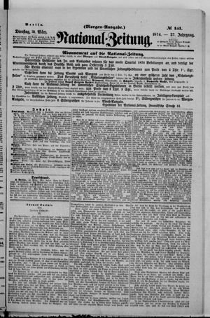 Nationalzeitung vom 31.03.1874