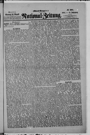 Nationalzeitung vom 31.08.1874