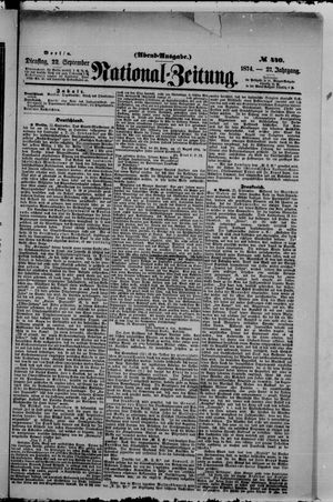 Nationalzeitung vom 22.09.1874
