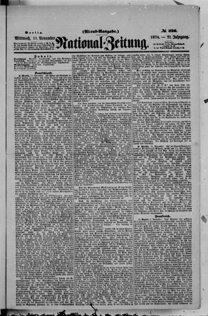 Nationalzeitung vom 11.11.1874